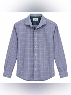 Ted Baker Endurance Men’s 16.5 Blue Plaid Long Sleeve Dress Shirt Classic Fit